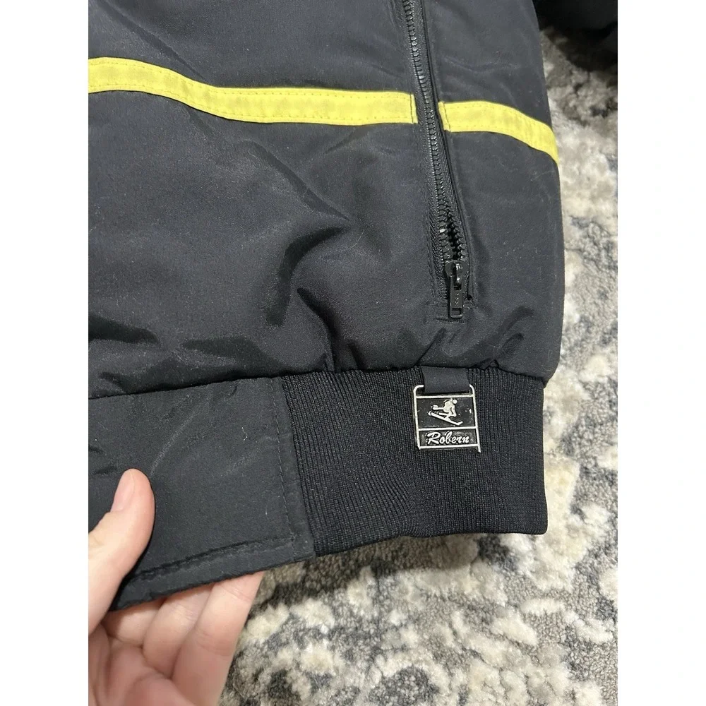 Vintage Downhill Racer Down‎ Fill Coat Ski Jacket Unisex Size Small Black Blue